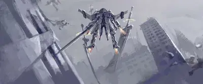 2B from Nier Automata flight unit combat - digital artwork showing android warrior in signature outfit