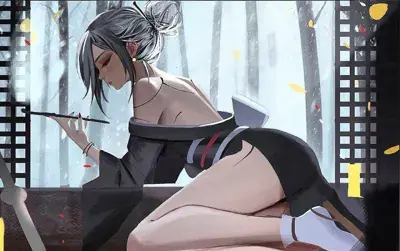 2B from Nier Automata Serene Reflection - digital artwork showing android warrior in traditional outfit