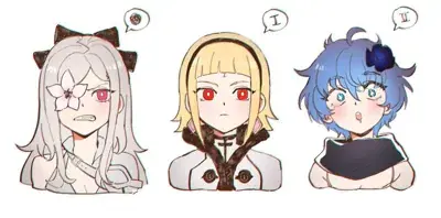 Character art featuring A2, the Commander, and a stylized character from Nier Automata in a detailed illustration