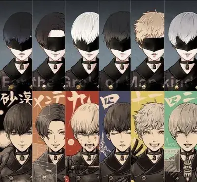 Image of 9S and other YoRHa androids - YoRHa android character art from the video game Nier Automata